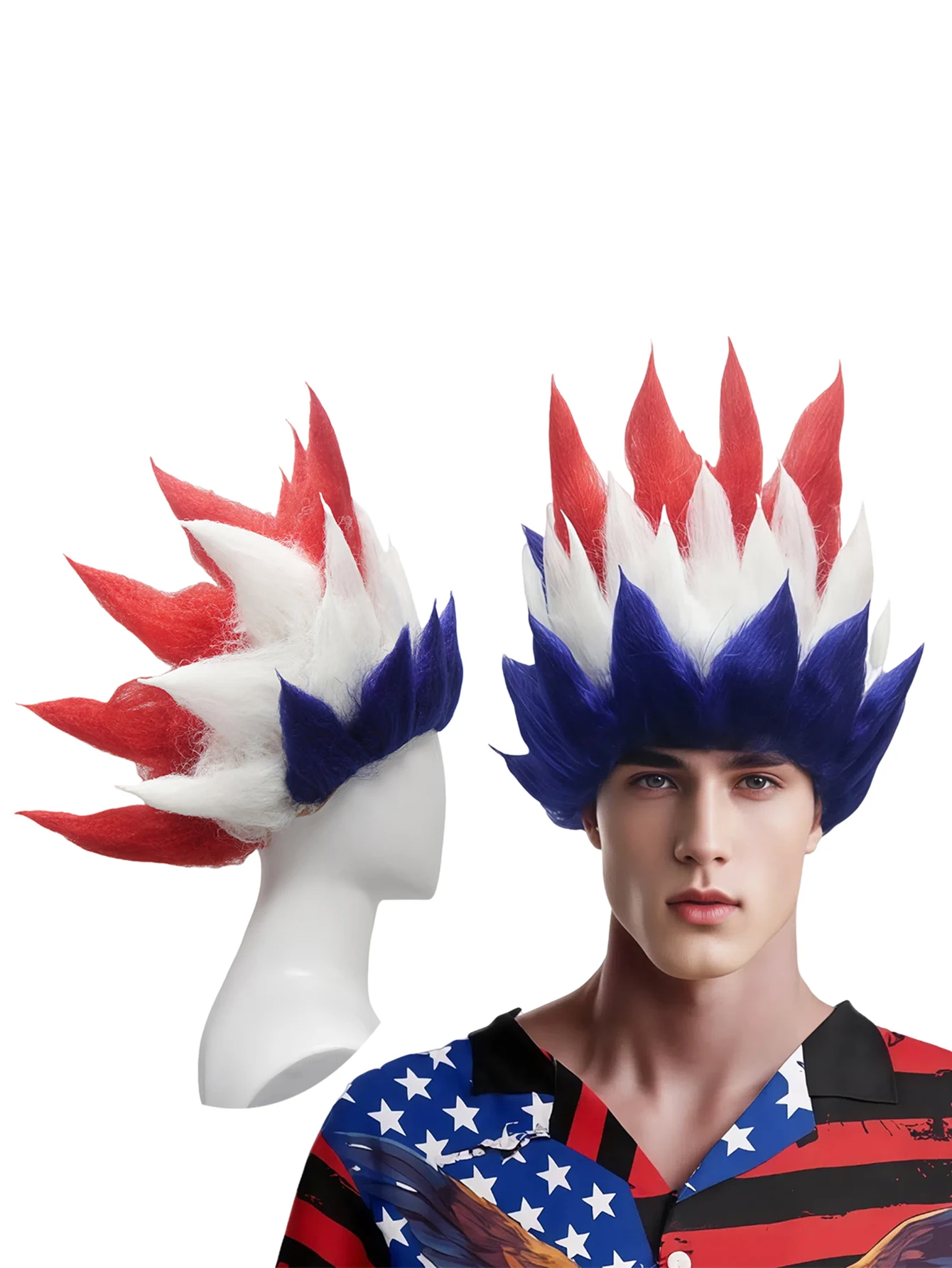 متعدد الألوان المضادة للاعوجاج وأشار عالية الجودة الألياف الكيميائية شعر مستعار اصطناعي Pitaya القنفذ نمط شعر مستعار شعر مستعار الترفيه الطرف