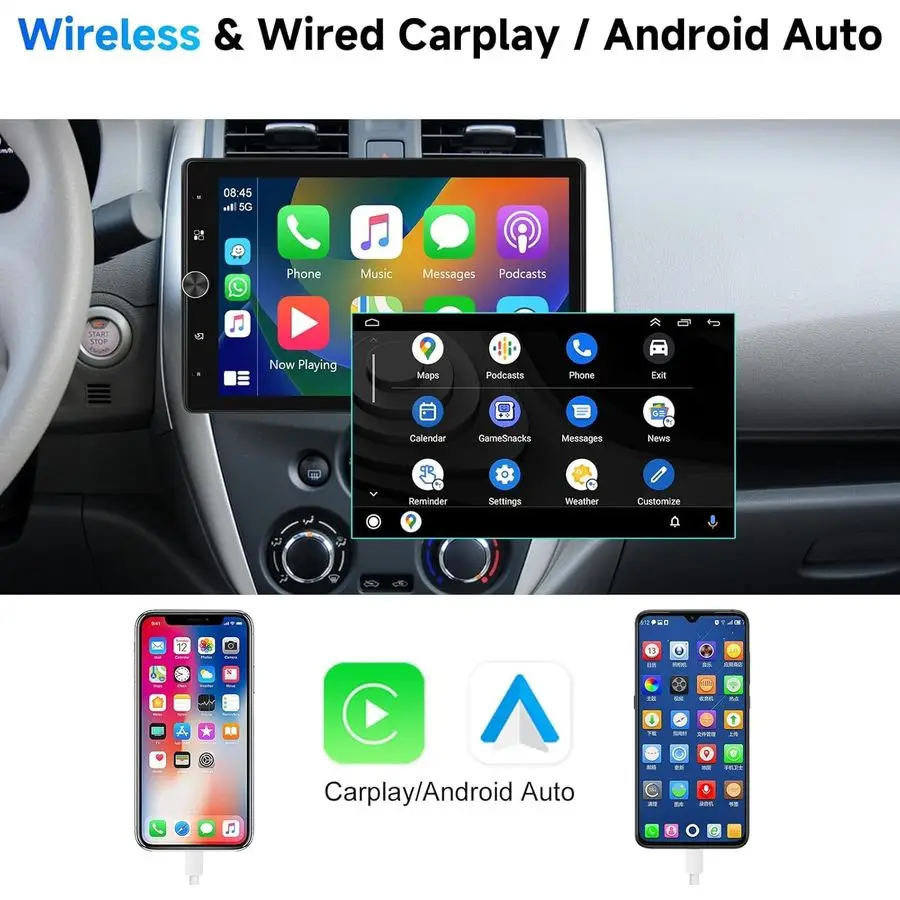 ستيريو سيارة راديو فردي 10.4 مع CarPlay Am Android Auto اللاسلكي، شاشة لمس قابلة للدوران، بلوتوث، صوت 16 نطاق EQ، Mir #3