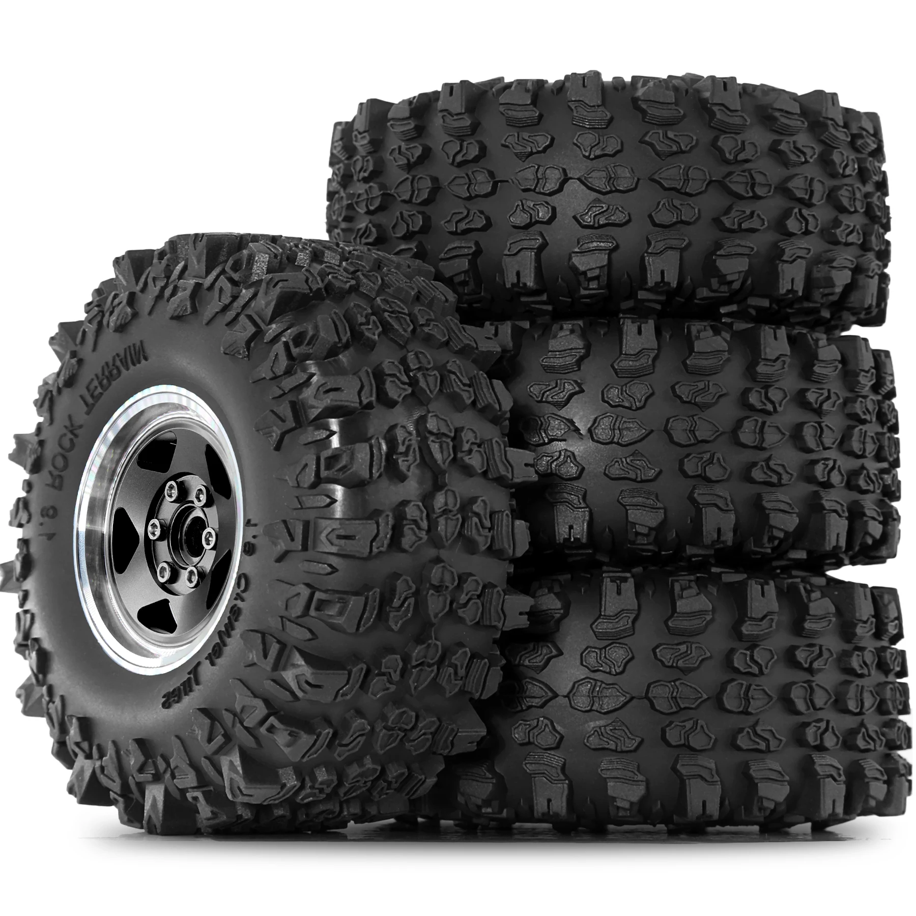 Jeu de pneus de jante de roue Beadlock en métal 1.9 ", 4 pièces, 118mm, pour voiture sur chenilles 1/10 RC Axial SCX10 Wraith RR10 Capra Trxs TRX4 YK4082
