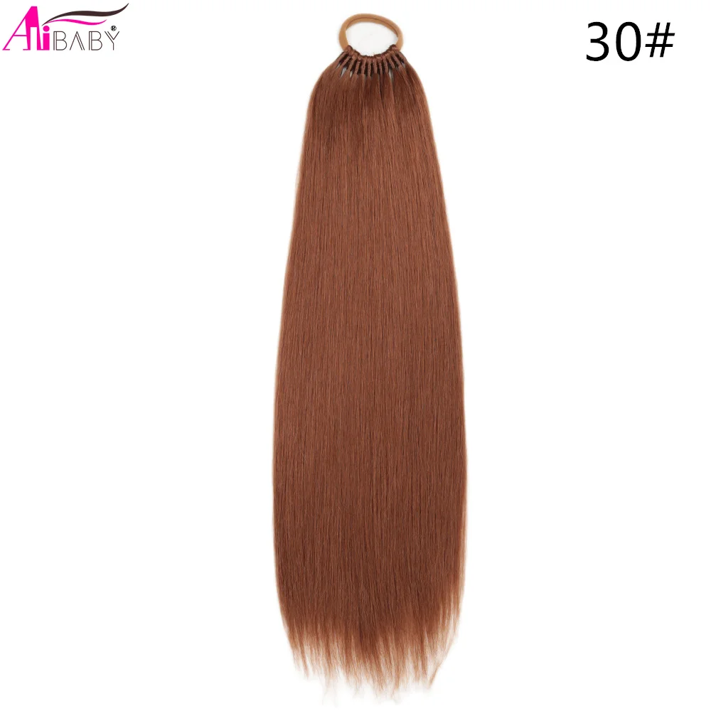 24 32 Zoll gerader Pferdeschwanz mit elastischem Band, synthetische Pferdeschwanzverlängerung, umwickelbarer hitzebeständiger Pferdeschwanz für Frauen – Detail 23