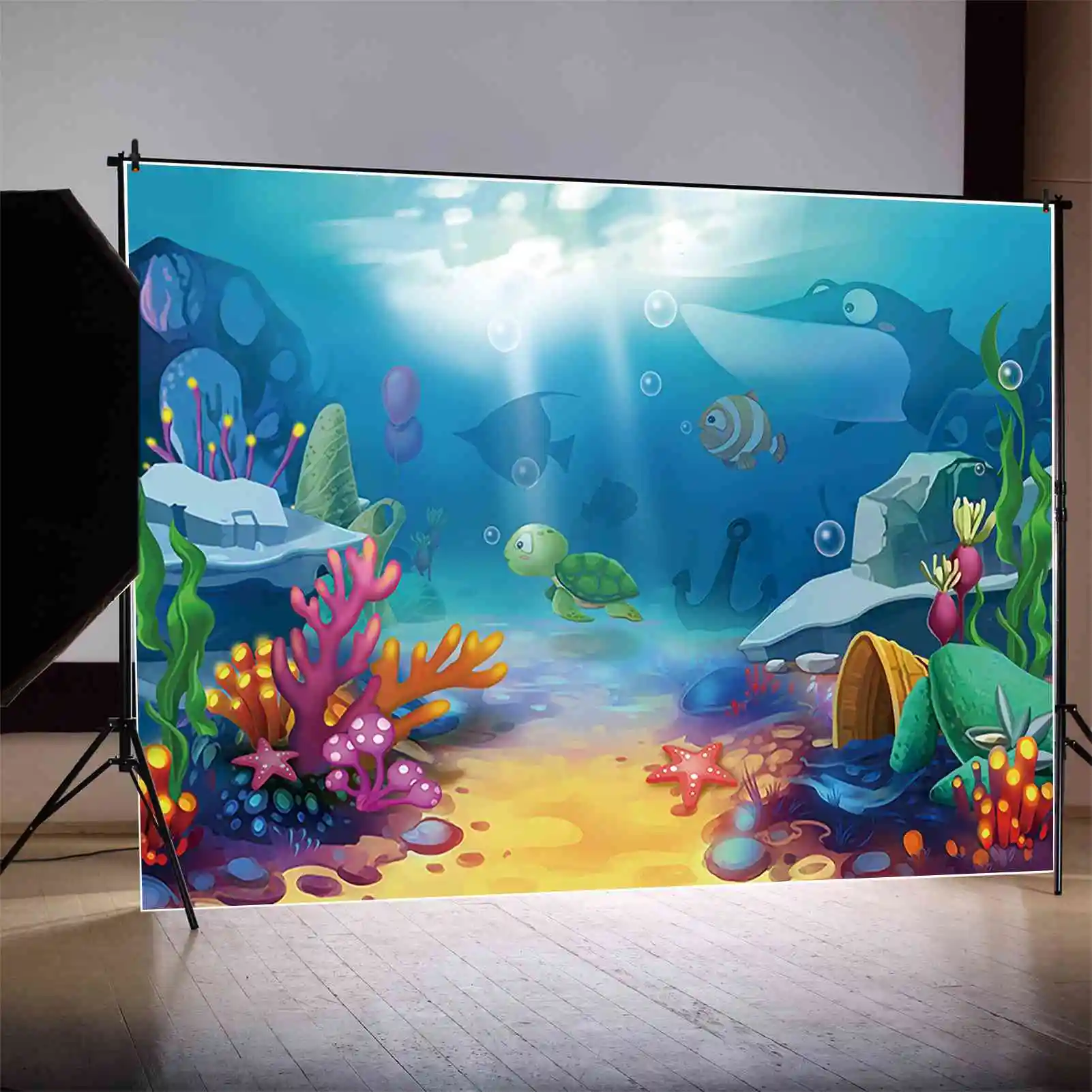 MOON.QG 해저 풍경 사진 배경, 신생아 아기 인어 파티 포토콜 배경, 사진 스튜디오 포토부스 소품