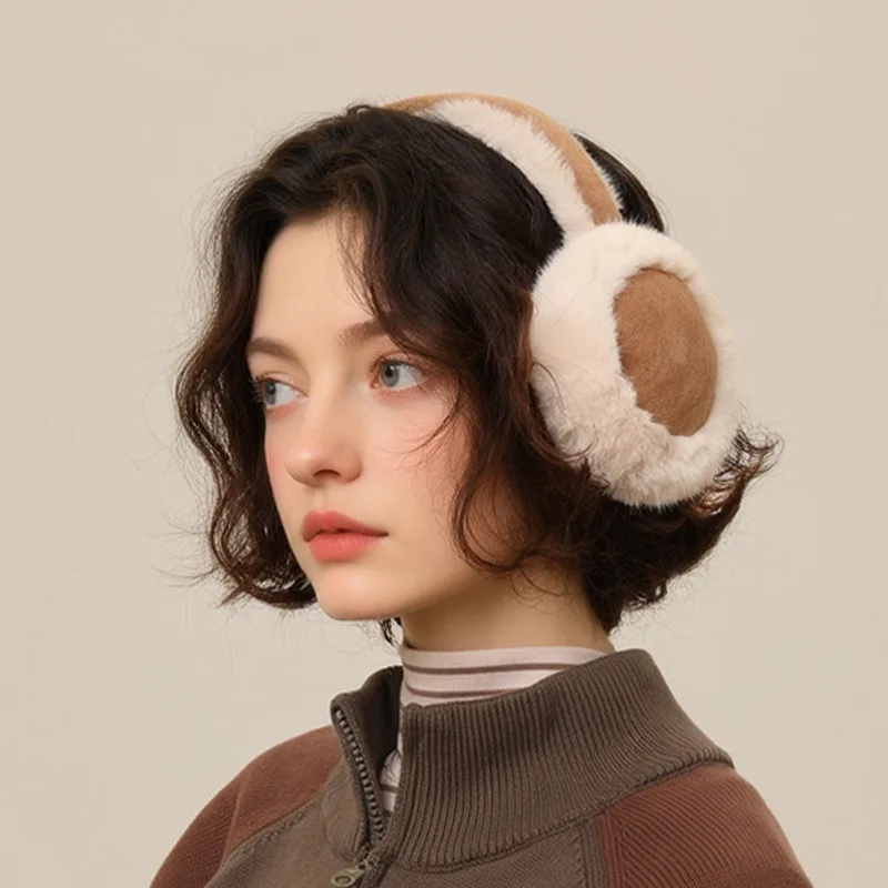 Autumn and Winter Suede Plush Earmuffs Women's Velvet Thickened Warm Earmuffs Riding Cold Ear Protection Winter Accessories
