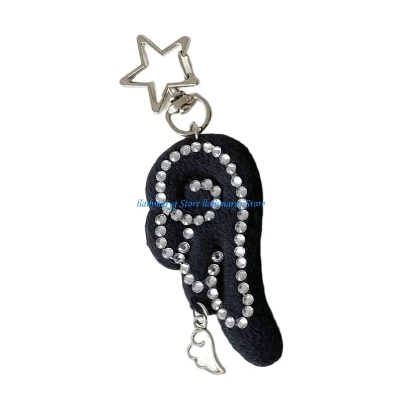 573B Unique Handmade Wing Keychain Dazzling Rhinestones Decors Millennial Charm