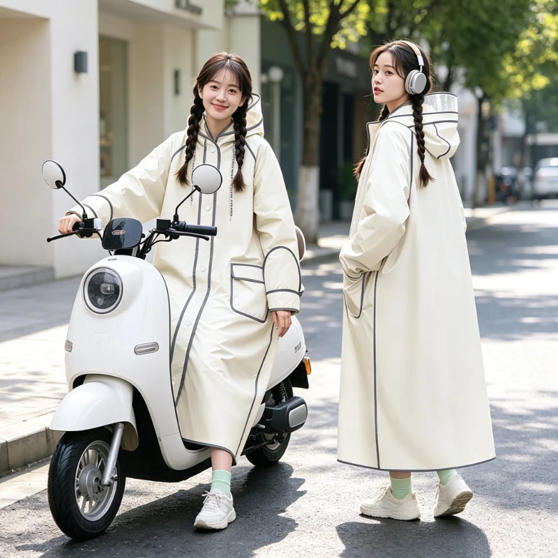 Cycling Commute Rain - Volledig waterdichte EVA regenponcho voor volwassenen,