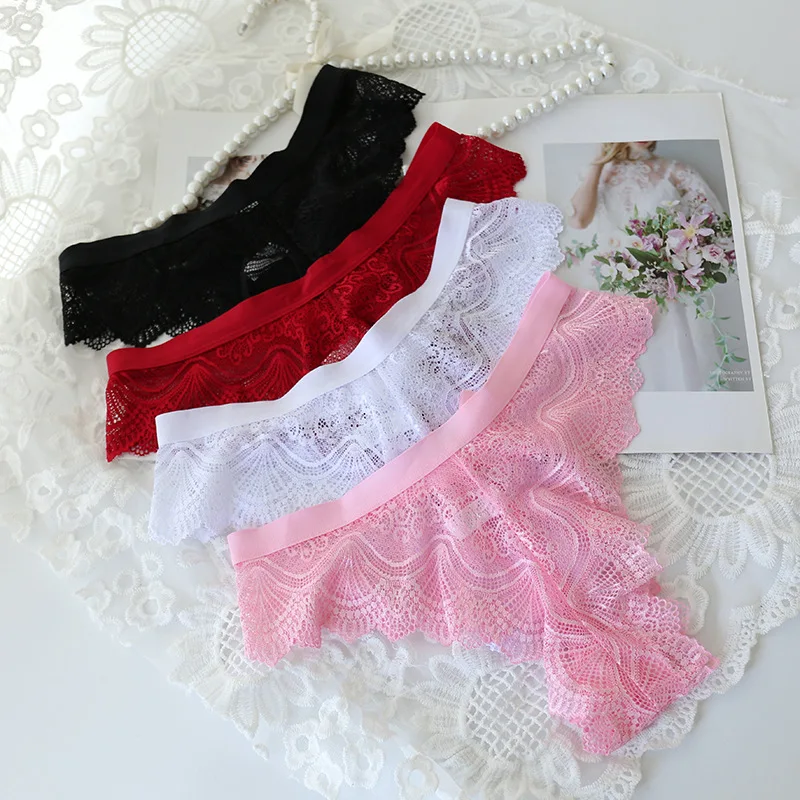 Young girl Underwear 4pc/lot nylon Lovely low Waist Briefs student Panties children solid lace Teenagers M-XL breathable
