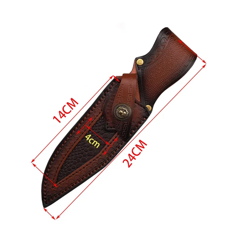 24 CM Fixed Blade Straight Knife Holder Two Layers Cowhide Embossed Scabbard Universal Knife Cover for Hunting Knife Holsters