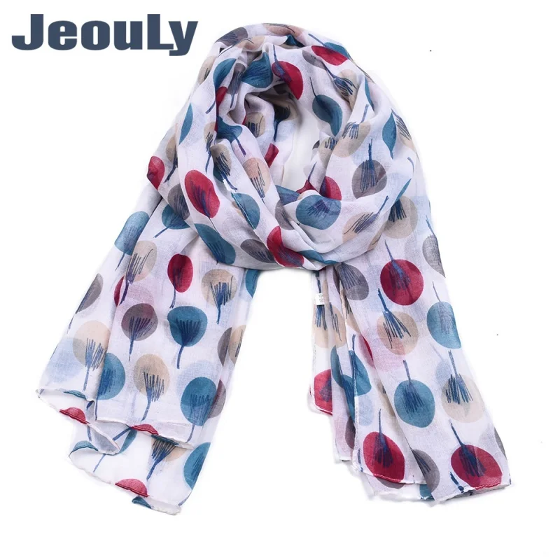 Spring and Autumn Women's Amazon Scarf Fashion Small Tree Lucky Tree Printed Bali Yarn Scarf Balloon Internet Celebrity Scarf