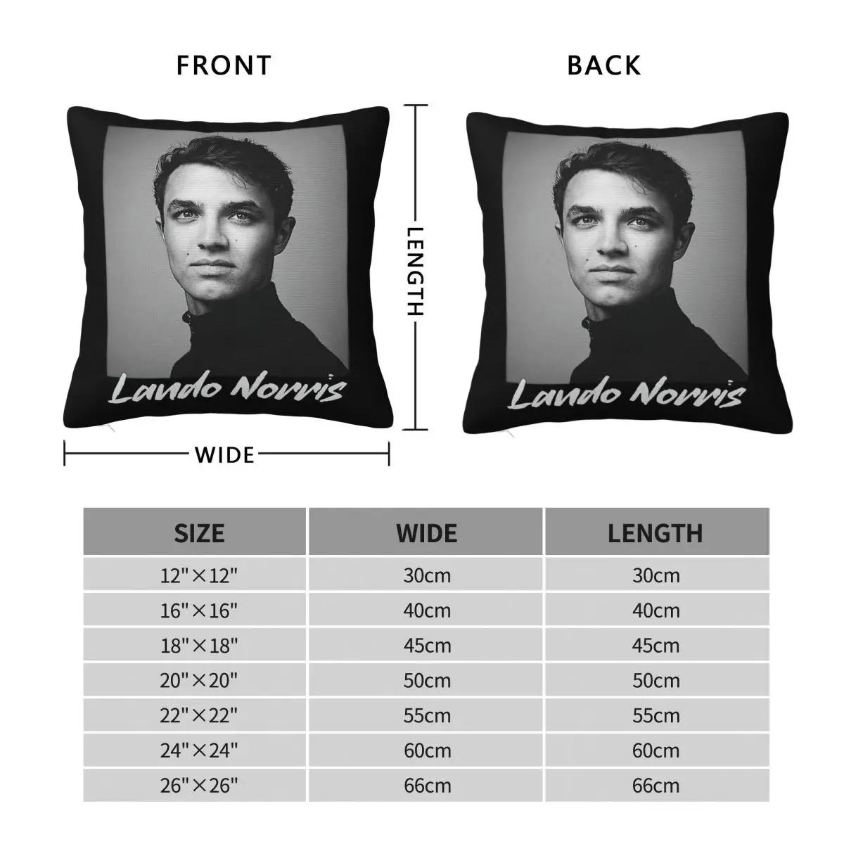 Lando Norris Pillowcase Polyester Linen Velvet Creative Zip Decorative Car Cushion Cover