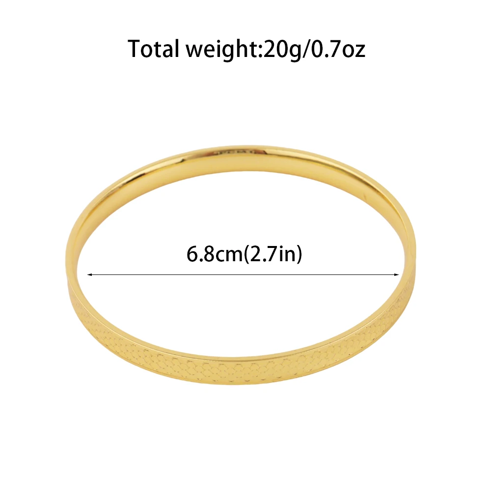 60mm Gold Color Hoop Bangles Bracelets Copper Thick Engraved Design Bangle for Women Fashion Jewelry Luxury Party Accessories