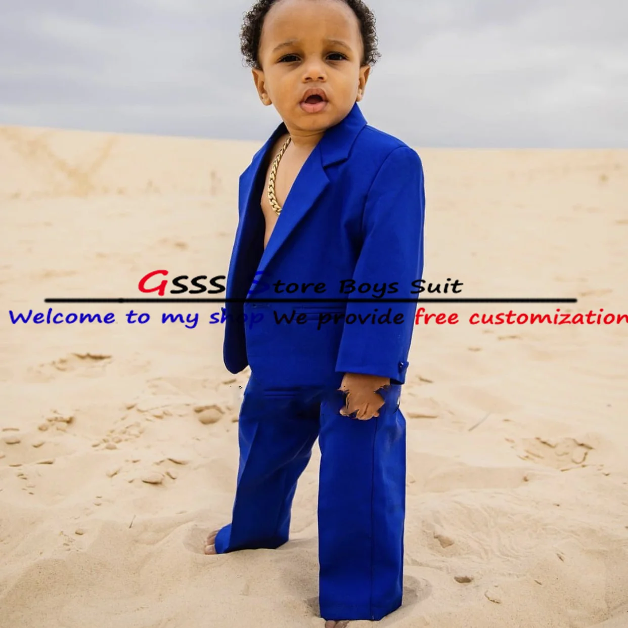 

Young Royal Blue Suit Boy Wedding Tuxedo 2 Piece Formal Blazer Pants Suit Child Stage Party Dress Jacket