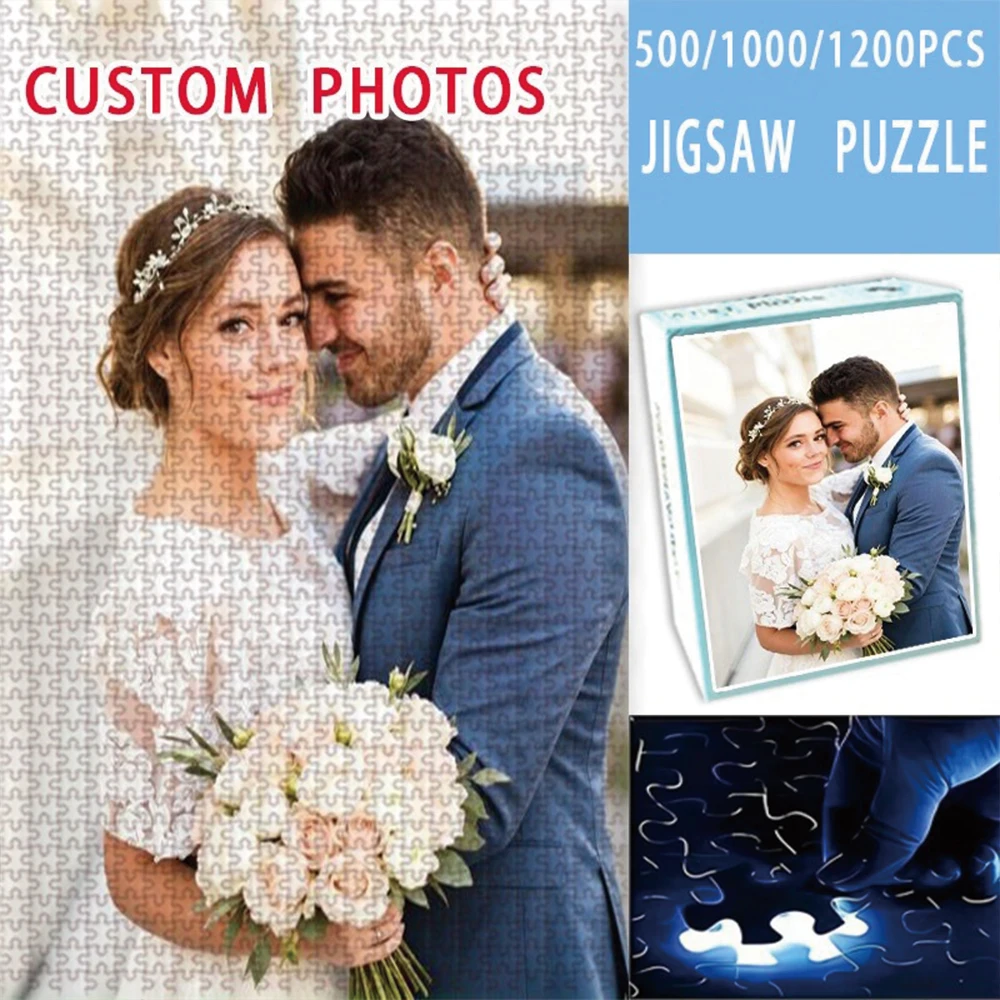 35/300/500/1000pcs Personalized Custom Photo Puzzle Family Photos Parent-Child Interactive Diy Assemble Game Toy