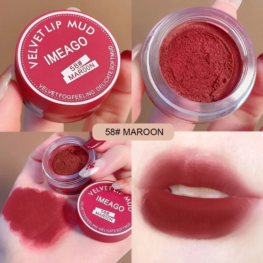 缶入りリップマッドマットベルベットホワイトニングロングラスティングリップスティックフロストリップグレイズナチュラルベアカラーセクシーレッド秋冬新年