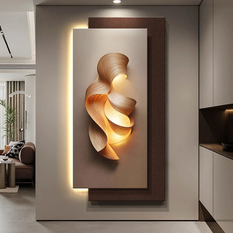Light luxury high-end entrance decoration painting, minimalist three-dimensional hanging painting, abstract sandstone mural pain