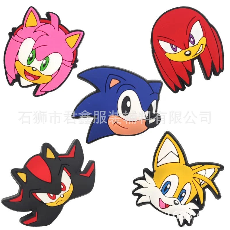 1Pcs Sonic Kid Cartoon Shoe Buckle PVC Wholesale Anime Figure Amy Rose Shadow  Accessories Charms Jibz Slippers Decorations