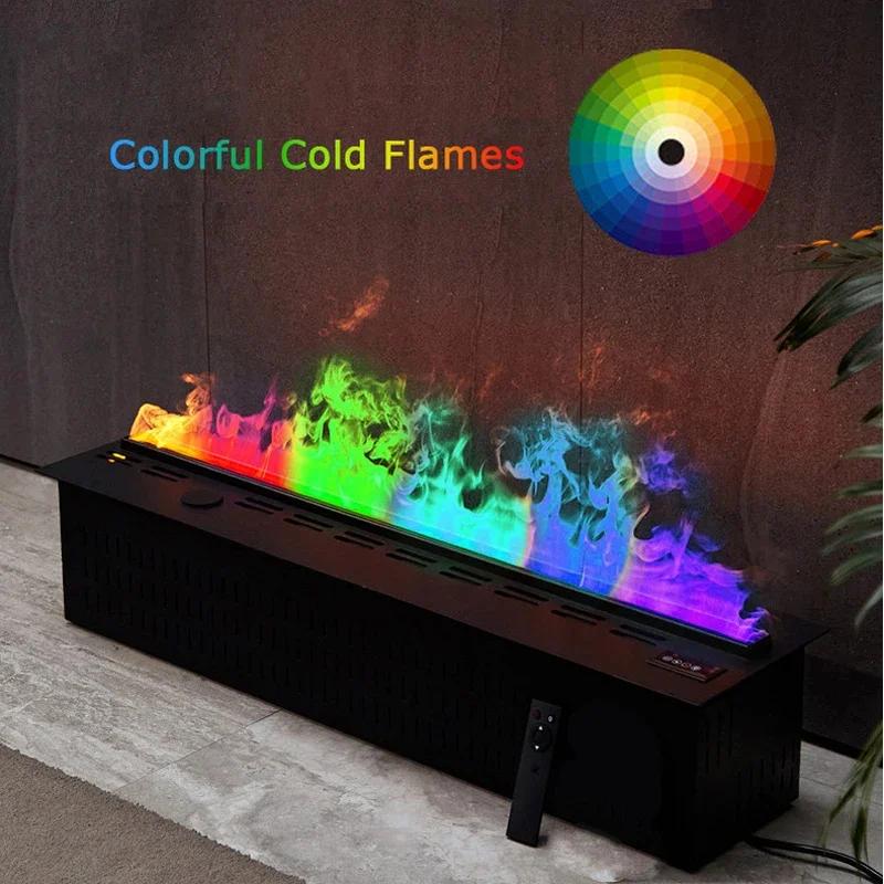 Smart Home 3D Electric Fireplace Water Steam Humidifier with LED Decorative Flames TV Wall Sound Firewood Cracking Vapour