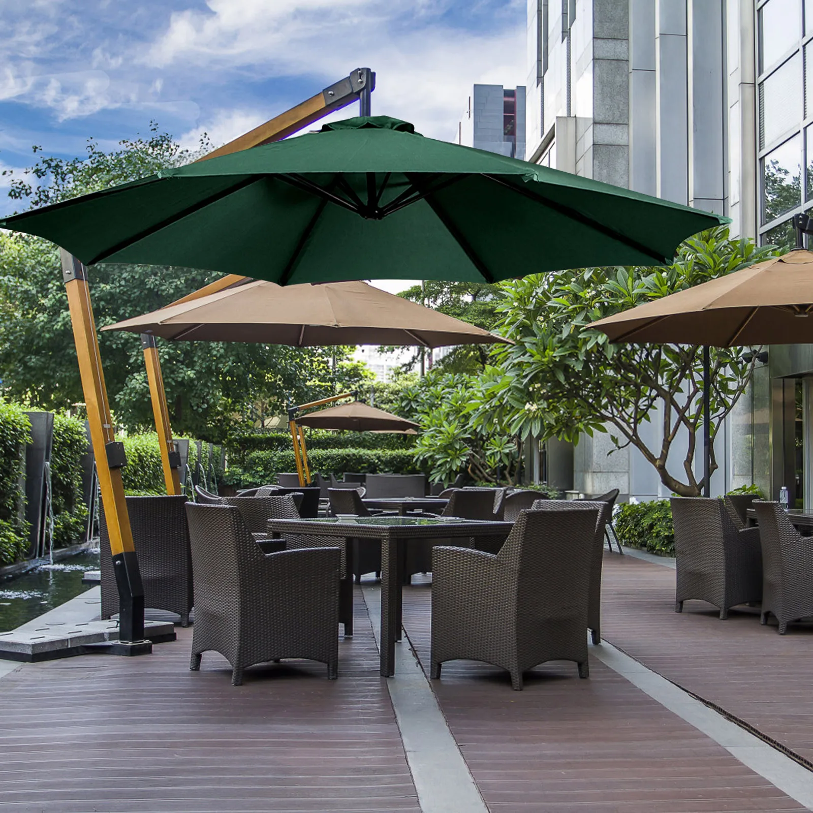 

Outdoor Patio Umbrella Replacement Canopy Polyester Fabric Ventilated Umbrella Canopy Replacement Rainproof Sun Protection