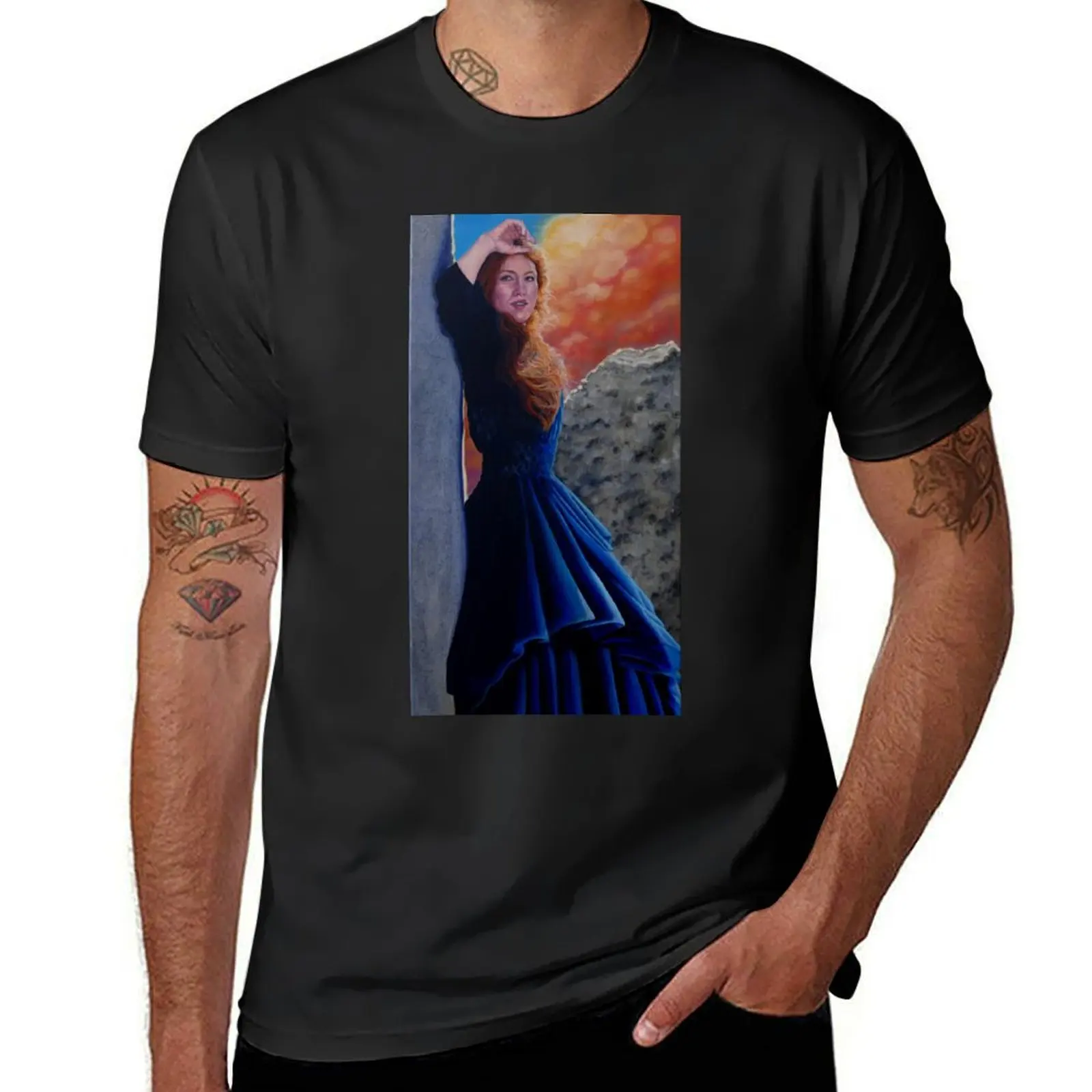 Stonehenge oil painting by Melissa Muse T-Shirt quick drying Blouse plain white t shirts men