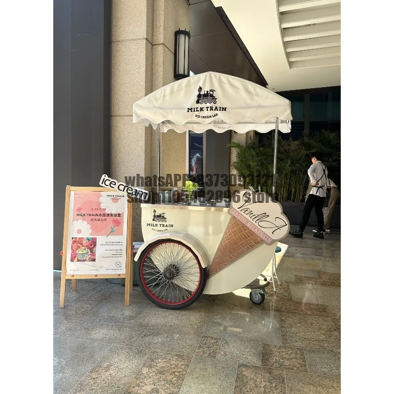 Popular outdoor mobile ice cream dining car wrought iron food dining car snack car shopping mall display movable