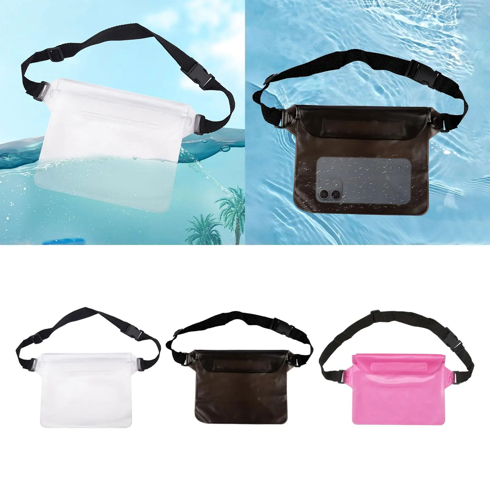 Waterproof Fanny Pack Waist Bag PVC Waterproof Storage Bag for Rafting Beach