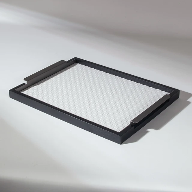 

Modern Black Wood Serving Trays for Breakfast Bed & Dinner Custom Size Color Metal Handle Bed Breakfast Dinnerware Serving Trays