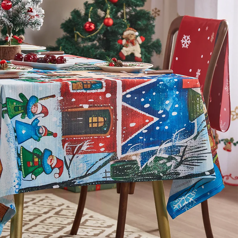 عيد الميلاد الأمريكي الأزهار طباعة مفرش المائدة جو احتفالي طاولة طعام غرفة المعيشة المطبخ طاولة القهوة الزخرفية #3