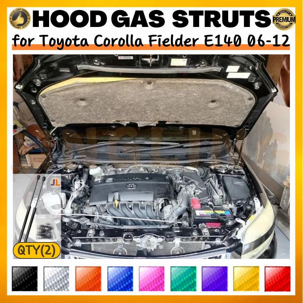 

Qty(2) Hood Struts for Toyota Corolla Fielder E140 2006-2012 Front Bonnet Modify Lift Support Damper Gas Springs Shock Absorbers