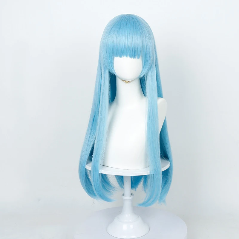 Richeh Cosplay Wig Anime Witch Hat Atelier Role Play Hair Blue Synthetic Fiber Length Hair For Women