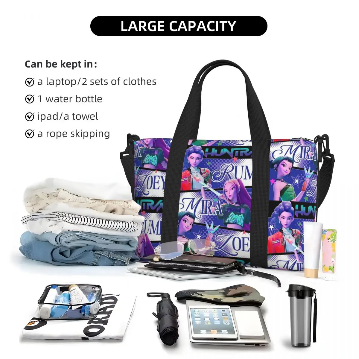 KPop Demon Hunters Huntrix bolso de viaje de playa bolsas de mano de gran capacidad para gimnasio deporte mujeres compras bolso de hombro