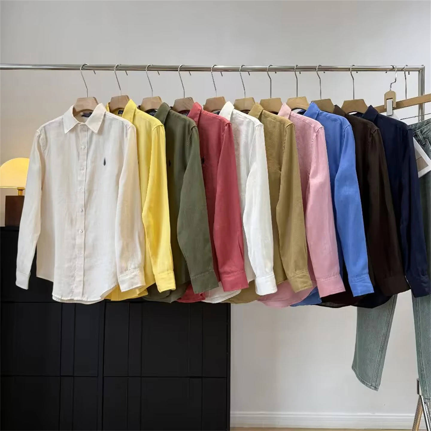 

Breathable Springtime Embroidered Pure Color Linen Casual Loose Women's Shirt Comfortable Long Sleeve Commute Top