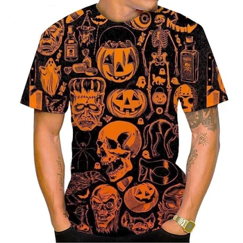 Halloween Pompoen Hoofd Mode T-Shirt 3d Gedrukt Halloween T-Shirt Persoonlijkheid Mannen En Vrouwen Casual Harajuku T-Shirt Horror Top