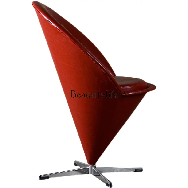 Cone Chair Heart-Shaped Leather Lounge Chair Creative Simple Negotiation Reception Chair Designer