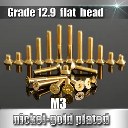 YFS hexagon flat head  screw grade 12.9 m3 gold-plated titanium suitable for RC vehicle maintenance accessories