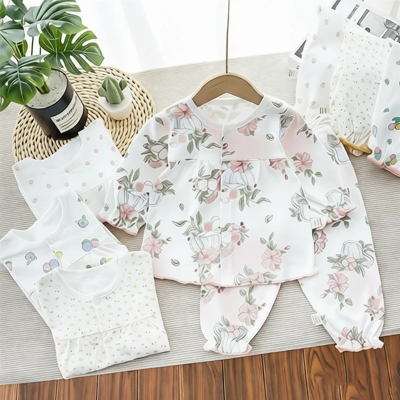 

18M-4T spring autumn child kids girls cotton cute shirt pants sets suits