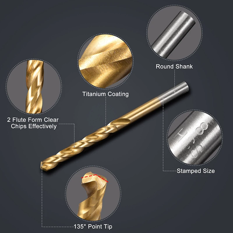 99pcs Twist Drill Bit Set Titanium High Speed Steel for Woodworking Plastic Metal Aluminum Power Tool 14 Sizes Drills with Case