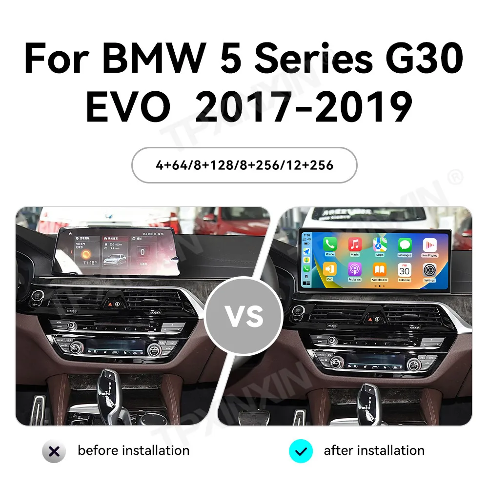 12.3 Inch Android 13 CarPlay For BMW 5 Series G30 EVO 2017-2019 Car Radio HD Screen GPS Navigation Multimedia Player Head Unit