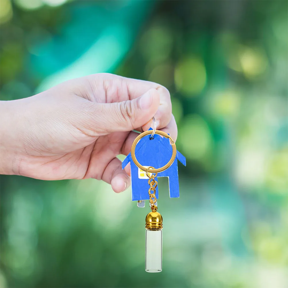 

2Pcs Transparent Glass Perfume Bottle Keychains Refillable Leakproof Travel Size Containers Essential Oil Storage Small Vials