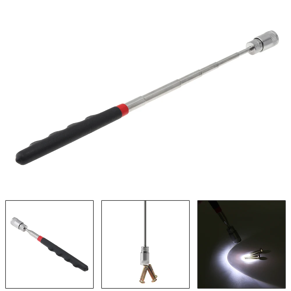 Strong Magnetic Pick Up Tool with LED Light Retractable Spring Magnet Grab Grabber Hand Tools Pickup Nut Bolt screw Suction Rod