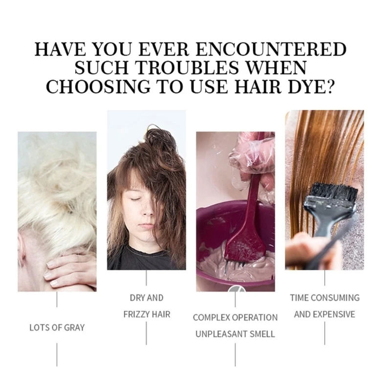 Farba do włosów kolorze czarnym, szampon do farbowania włosów, ekstrakt żeń-szenia do pokrycia siwych, białych włosów