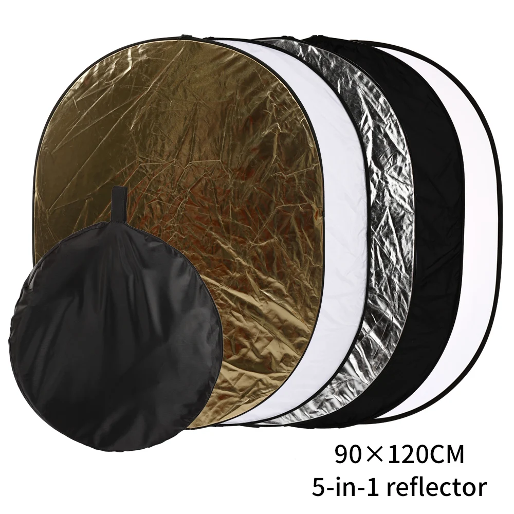 

90x120 cm 5 In1 Oval Reflector Portable Photography Studio Photo Collapsible Light Handhold Reflector For Studio Reflector