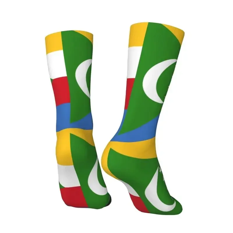 Vlag van de Comoros Heren Crew Sokken Unisex Cool 3D Printing Jurk