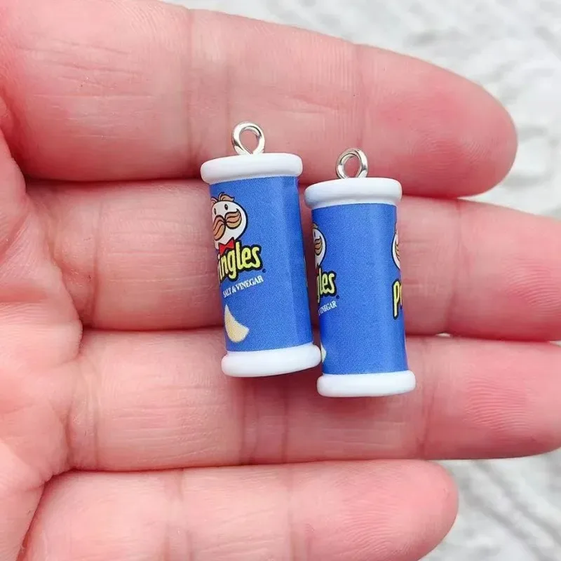 10 قطعة محاكاة صندوق رقاقة البطاطس ثلاثية الأبعاد دلايات للقلادة مجوهرات يدوية الصنع لسلسلة مفاتيح قلادة القرط