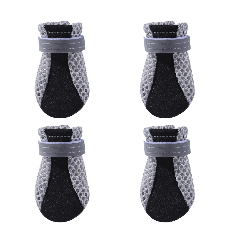 4pcs/set Breathable Dog Shoes Anti-skid Pet Socks Waterproof Rain Snow Shoes Warm Reflective Pet Dog Boots Paw Protector