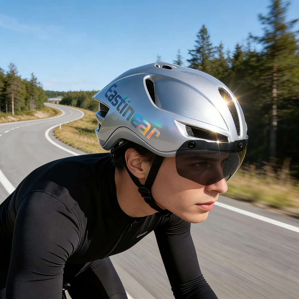 

LUMDEER New Ultralight Racing Bike Helmet Aero Road With Led Casco Men Women Color Change Magnetic Lens 3d Shock-Absorbing Liner