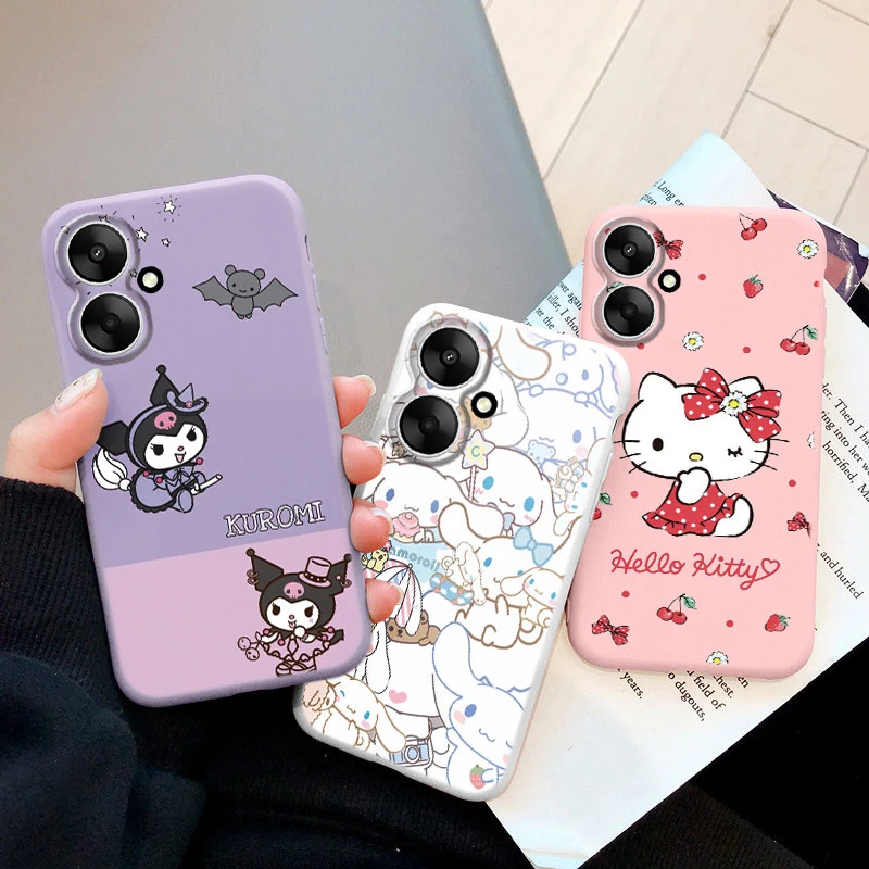 Cartoon Phone Case For Xiaomi Redmi 13R 13C 5G Poco M6 Love Anti-drop Cinnamoroll Kuromi Hello Kitty Silicone Shockproof Cover