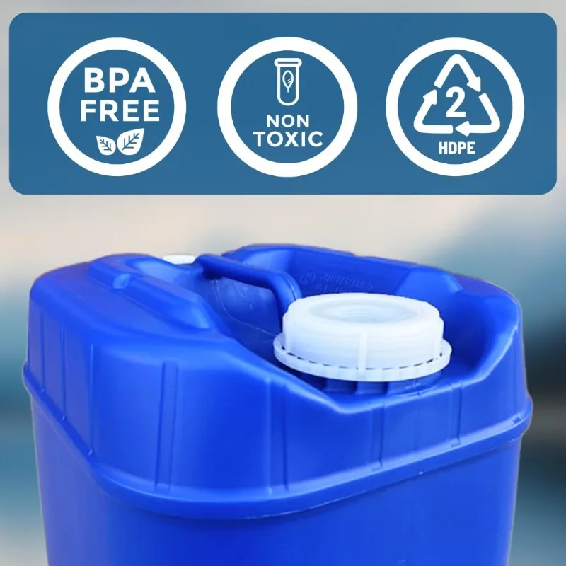 Conteneurs de stockage d'eau empilables de 5 gallons, 5 gallons chacun avec couvercles + robinet, remplissage facile, stockage d'eau d'urgence pour fourniture surviale