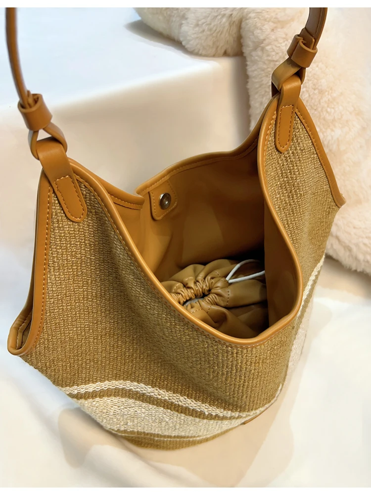 

Tachisme Large Capaci Commuter Tote Bag Striped Color Blo Faion Mom Bag Women Single oulder Armpit Bag Casual