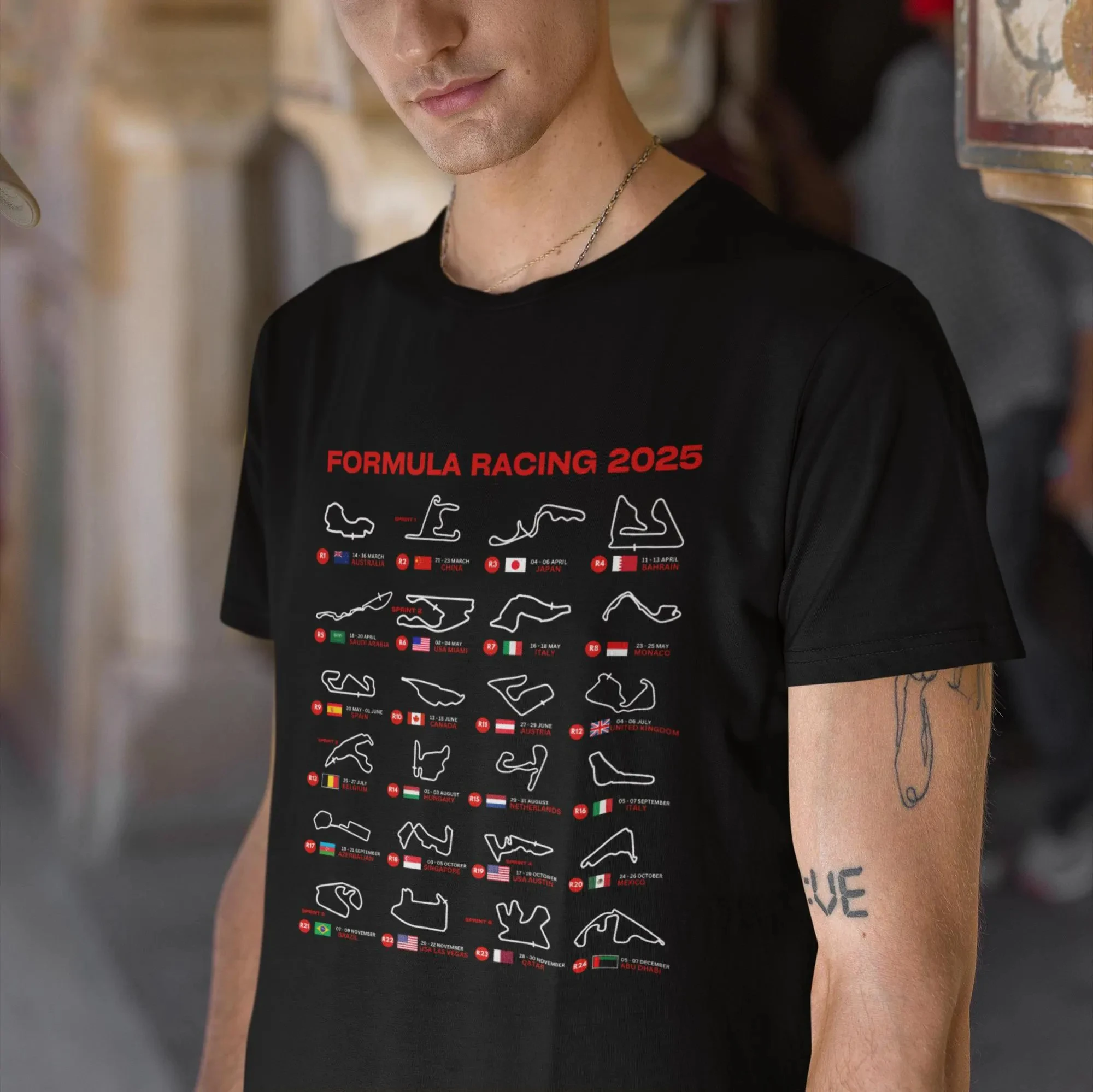 Equation Race T-Shirt 2025 MotoGP Global Track Printed Men's And Women's Casual Sportswear Round Neck Oversized Breathable Top