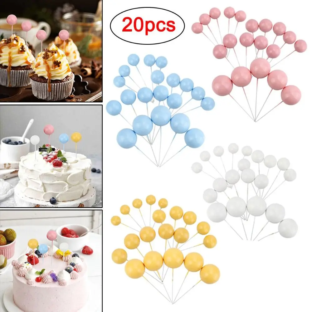 Pink Blue Yellow White Ball Cake Topper New Ball Reusable Cake Decor Plastic Birthday Party Event & Party