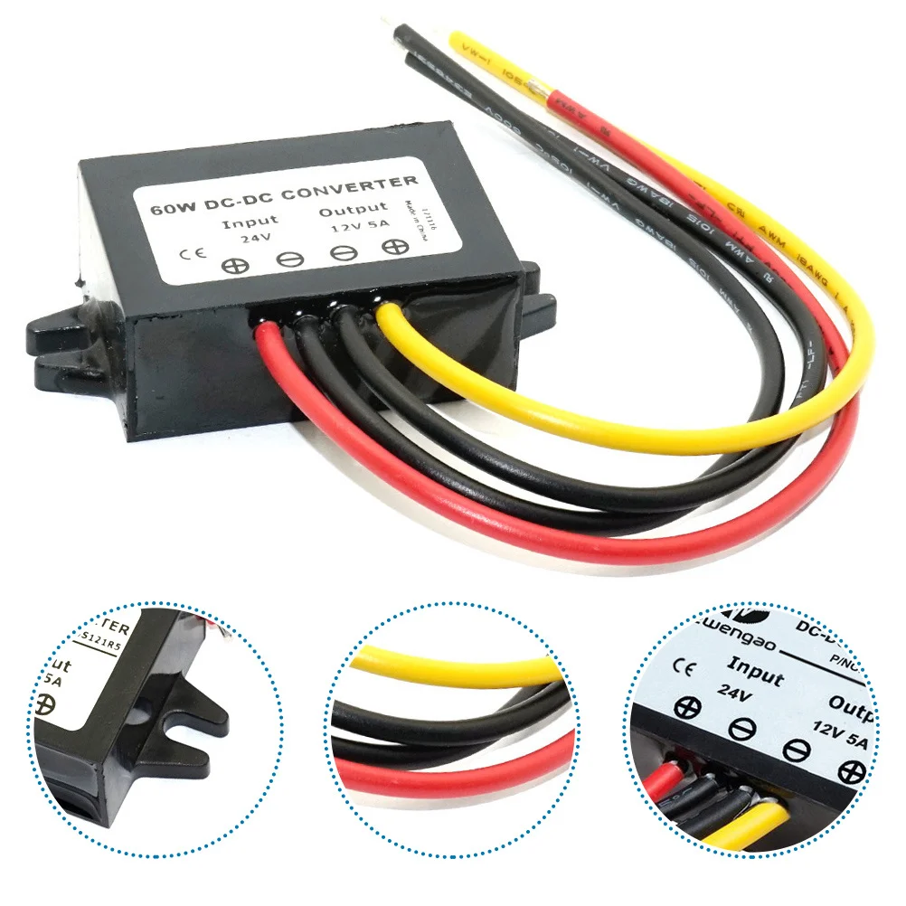 

Dc-Dc Converter Auto 24V to 12V 5a Power Stabilizer Waterproof Shockproof Car Voltage Converter Dc-Dc Stabilizer