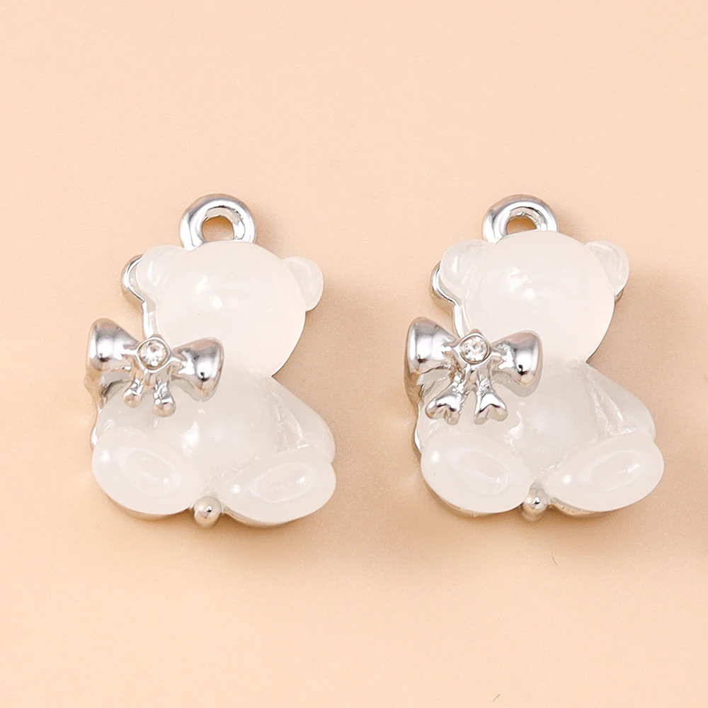 Leslie 5 Stück 13 x 19 mm niedliche zierliche Kristall-Gummibärchen-Charms für Anhänger, Halskette, Armband, Schmuckherstellung, DIY, niedlicher Anhänger, Basteln – Detail 4